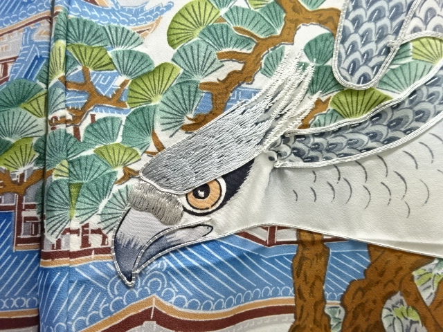 JAPANESE KIMONO / ANTIQUE KIMONO FOR BOYS / SILK / EMBROIDERY / HAWK